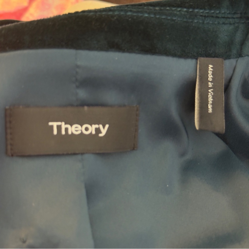 Theory Deep Teal Velvet Longline Blazer - Picture 8 of 9